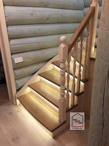 Деревянная лестница с подсветкой в Колодищах